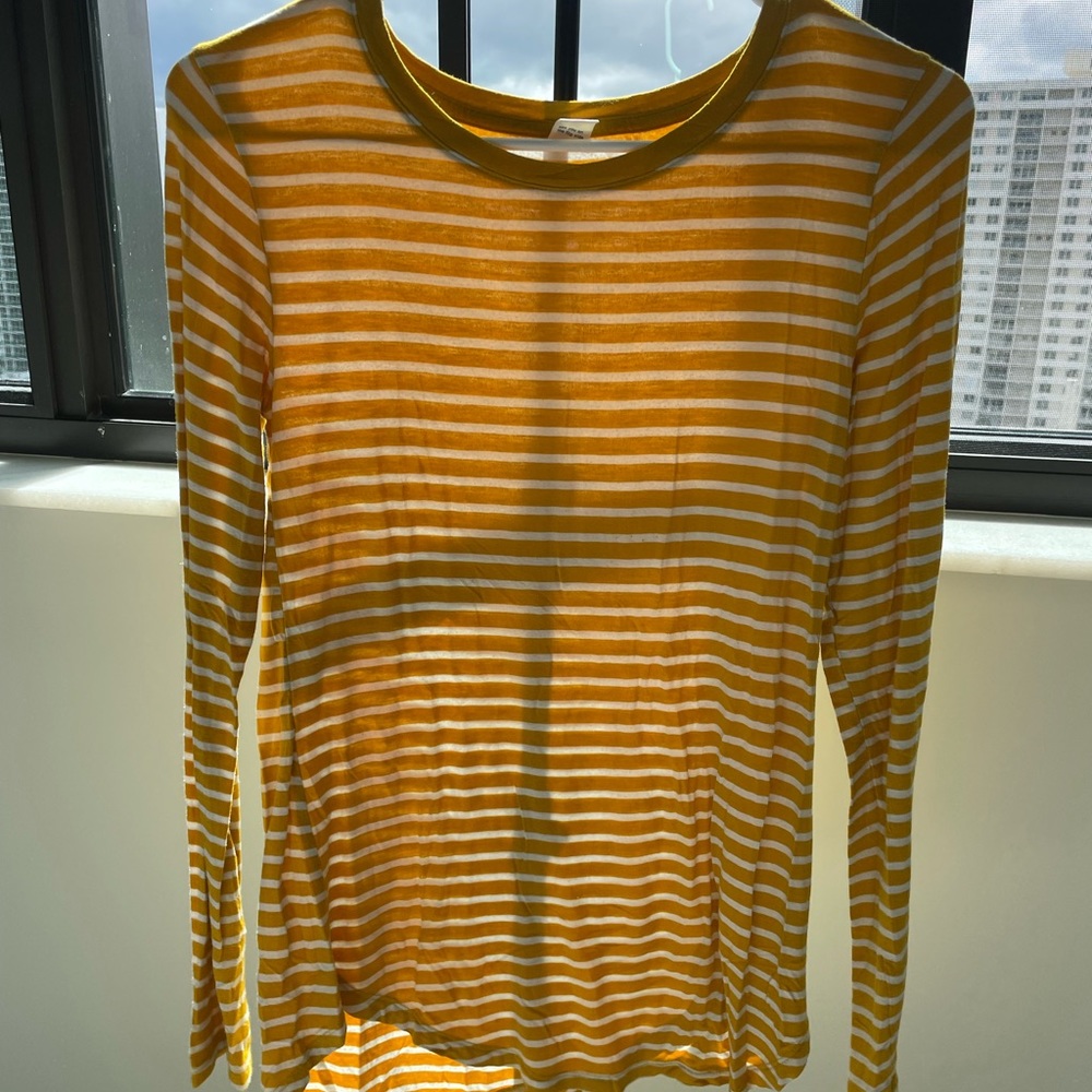 Dark Yellow and white striped long sleeve tee